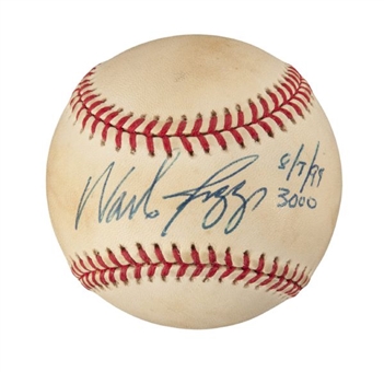 Wade Boggs Signed and Inscribed Game Used Baseball From 3,000th Hit Game